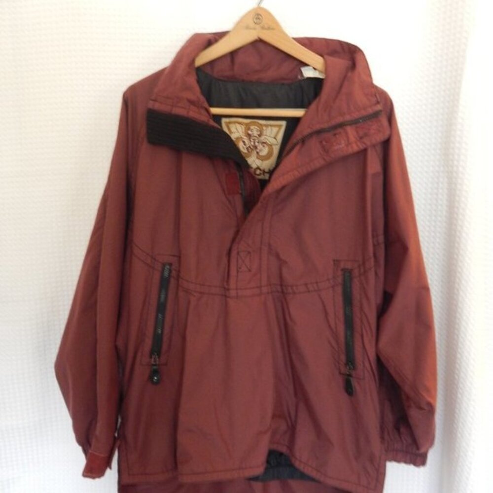 Oversized Burgundy Jacket, TECH, M/L, outerwear, cool, windbreaker,